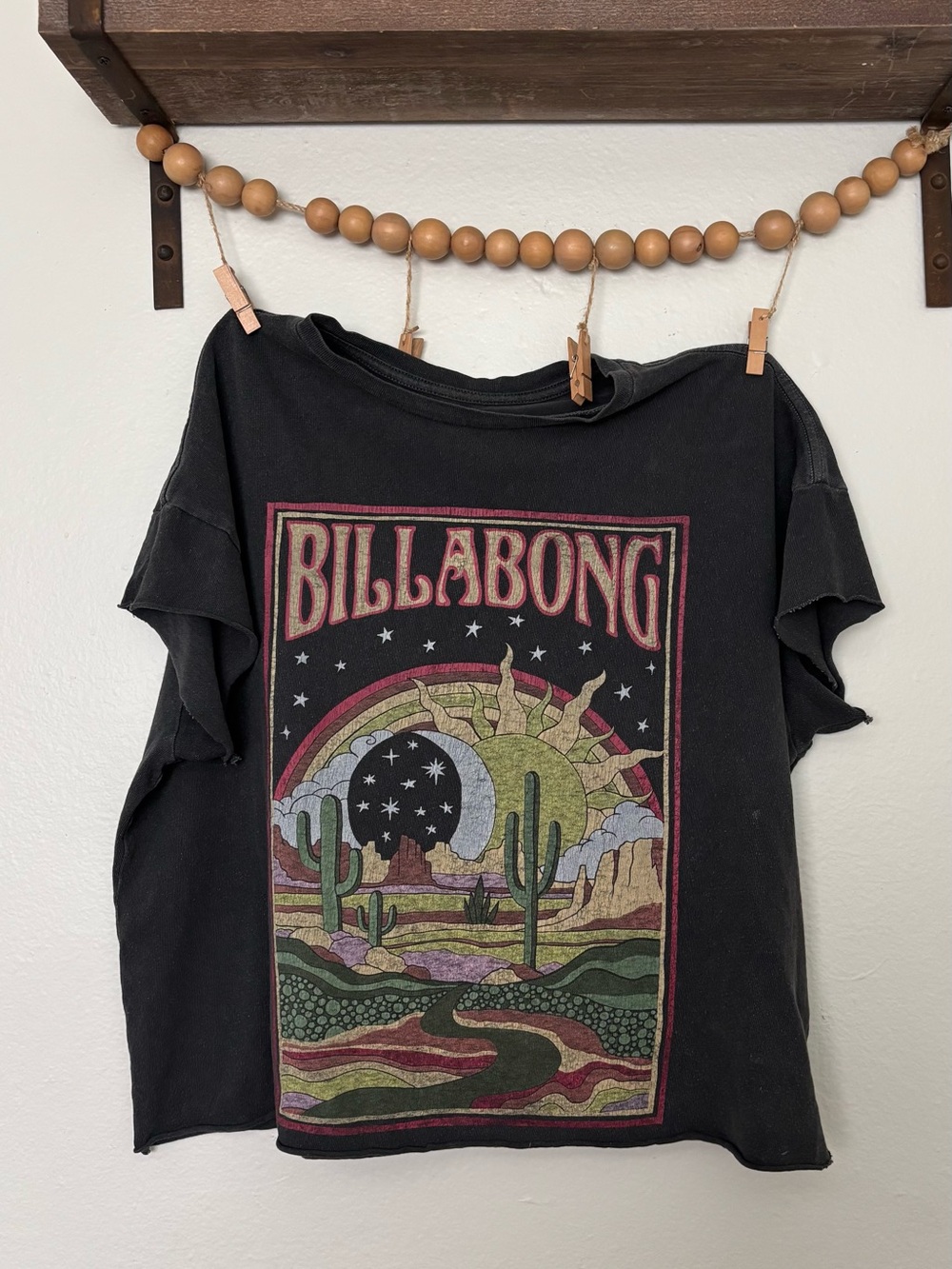 Billabong Black women’s Short Sleeve Desert Graphic Tee with Multicolor Print
